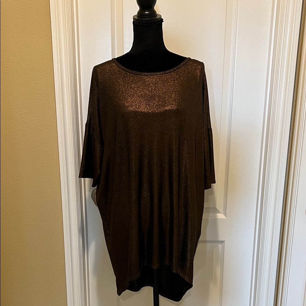 LuLaRoe Shimmering Bronze 3/4 Sleeve Irma Tunic Top
